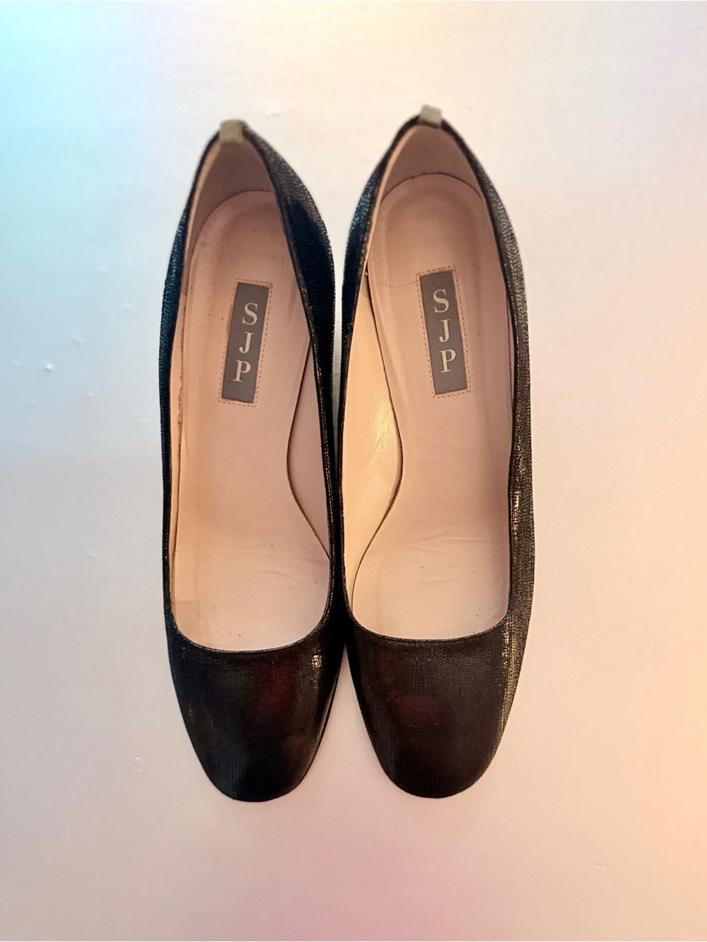 SJP by Sarah Jessica Parker Black Shimmer Low Block Heel Pumps